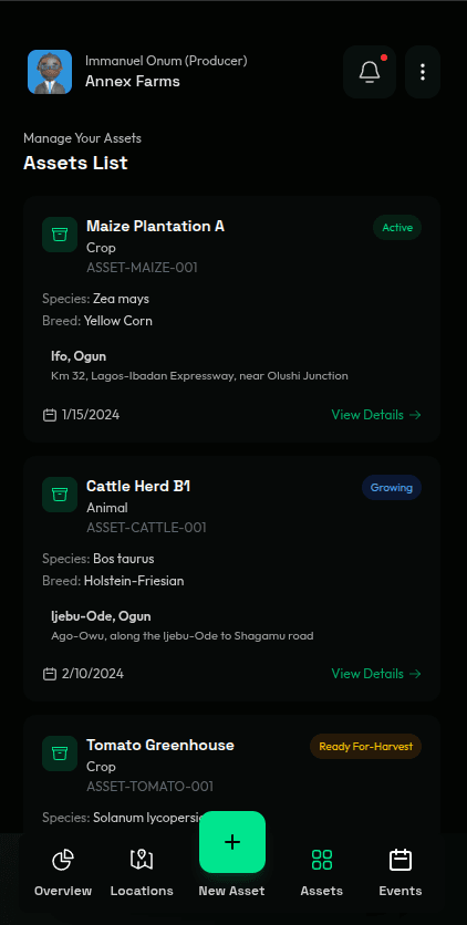 AgroTrace assets overview